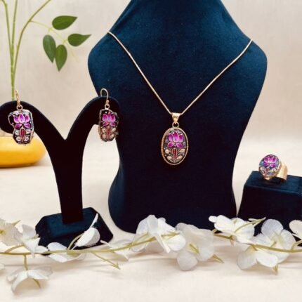 Sunehri Katha Meenakari Agate Jewelry Set