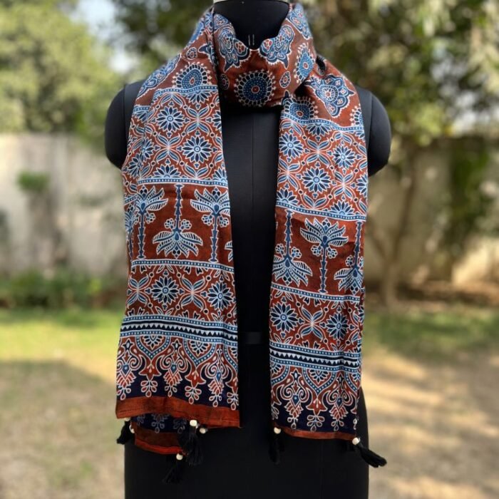 Surmayi Sandhya Ajrakh Modal Silk Stole - Image 2