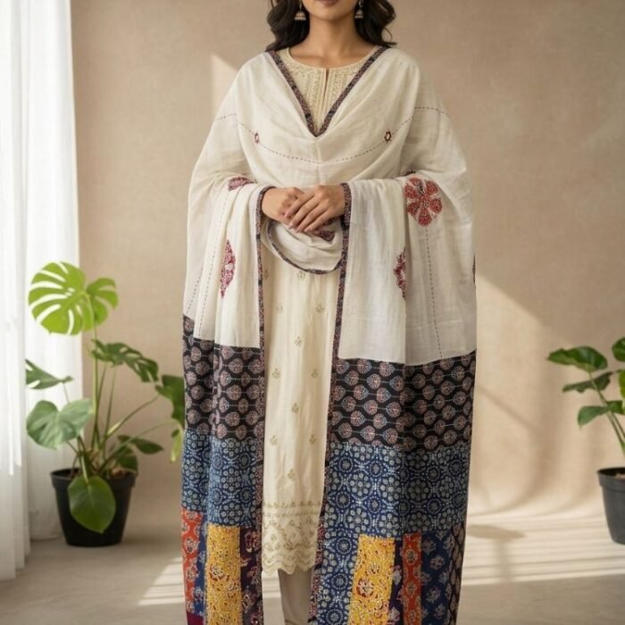 The Royal Ajrakh Cotton Dupatta - Image 3