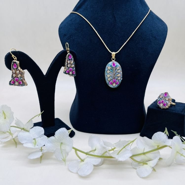 Virasat Bloom 1 Virasat Bloom Meenakari Agate Jewelry Set - Image 1