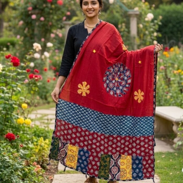 Virasat Touch Ajrakh Cotton Dupatta - Image 8