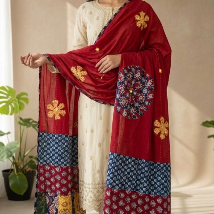Virasat Touch Ajrakh Cotton Dupatta - Image 6