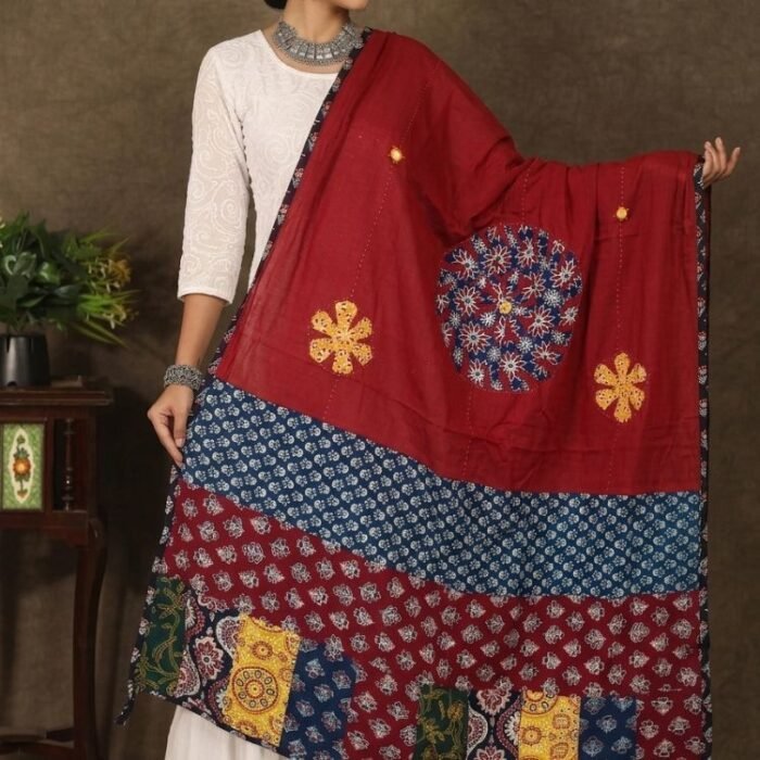 Virasat Touch Ajrakh Cotton Dupatta - Image 3