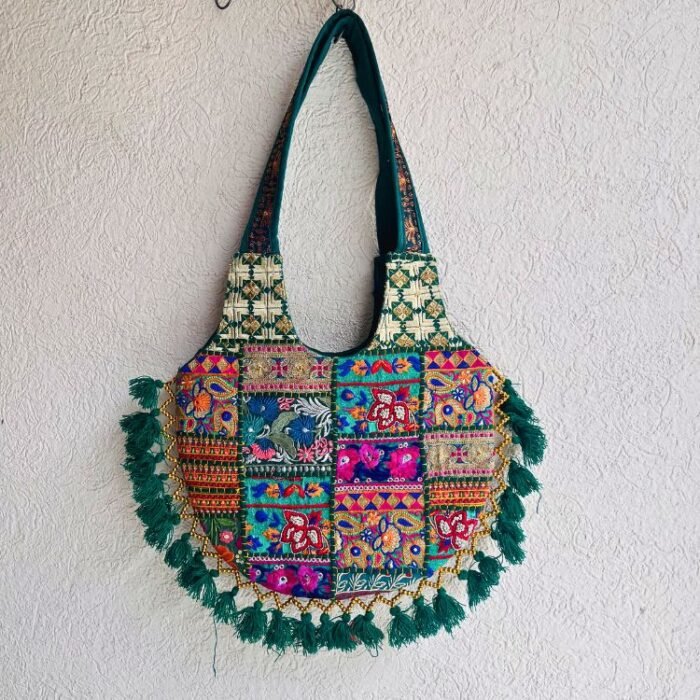 Dark Green Matka Banjara Bag - Image 4