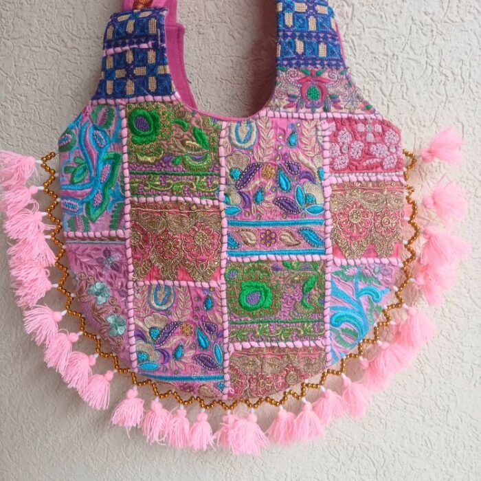 Pink Green Matka Banjara Bag - Image 2