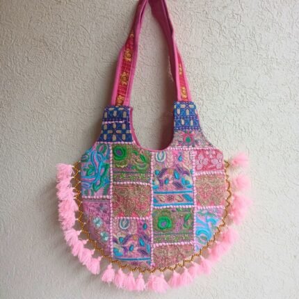 Pink Green Matka Banjara Bag