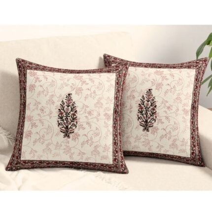 Floral Jaal Block Print Cushion Cover Set of 2