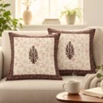 Floral Jaal Block Print Cushion Cover Set of 2 - Image 3