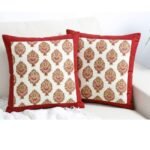 Guldaan Bloom Block Print Cushion Cover Set of 2