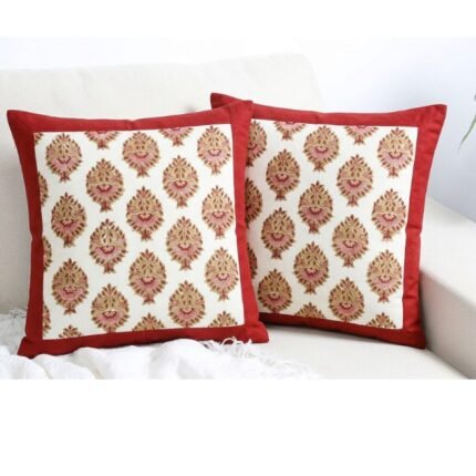 Guldaan Bloom Block Print Cushion Cover Set of 2