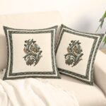 Heritage Bloom Block Print Cushion Cover Set of 2