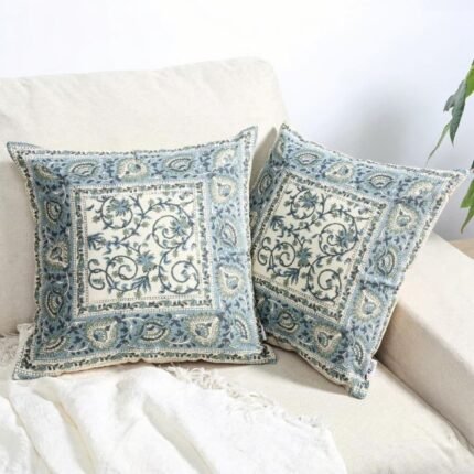 Neel Jaali Floral Block Print Cushion Cover Set of 2