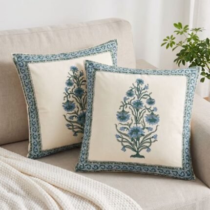 Neel Pushp Block Print Cushion Cover Set of 2