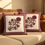 Royal Gulab Block Print Cushion Cover Set of 2 - Image 9