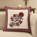 Royal Gulab Block Print Cushion Cover Set of 2 - Image 7