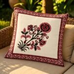 Royal Gulab Block Print Cushion Cover Set of 2 - Image 6