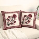 Royal Gulab Block Print Cushion Cover Set of 2 - Image 5
