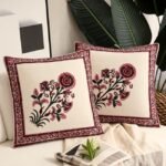 Royal Gulab Block Print Cushion Cover Set of 2 - Image 4