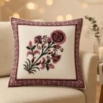 Royal Gulab Block Print Cushion Cover Set of 2 - Image 3