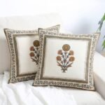 Sunehri Guldaan Block Print Cushion Cover Set of 2 - Image 3