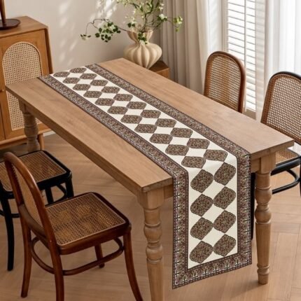 Rangmahal Rani Jaal Hand Block Printed Cotton Table Runner
