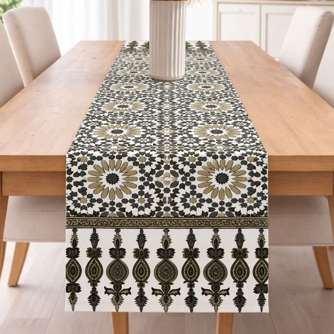 Heritage Jaal 6 Heritage Jaal Hand Block Printed Cotton Table Runner - Image 1