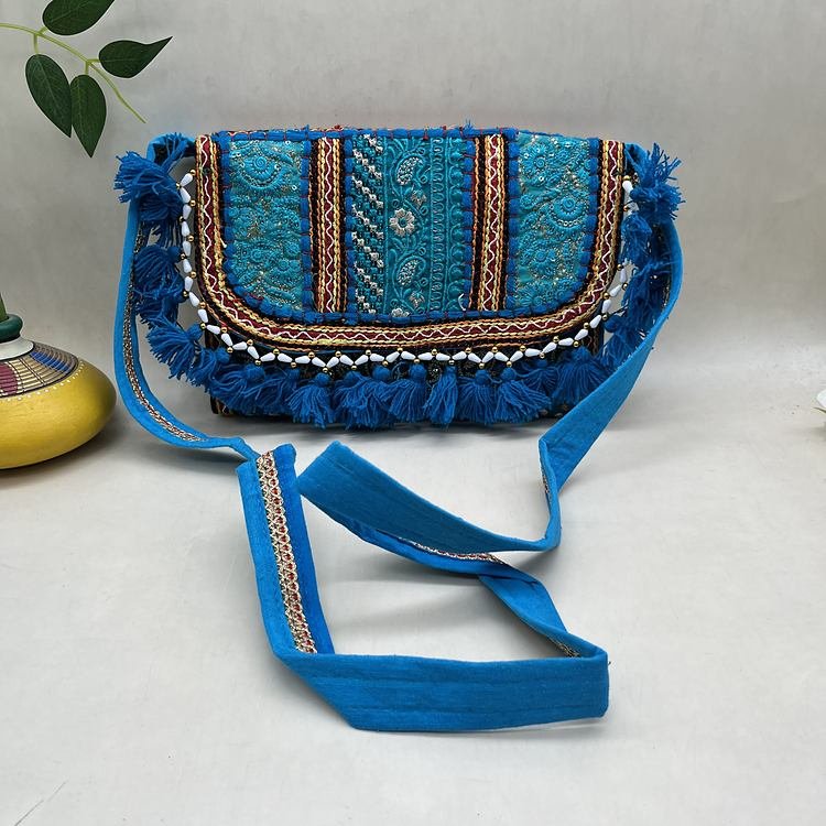 Firozi Bel Banjara Sling Bag 1 Firozi Bel Banjara Sling Bag - With strap