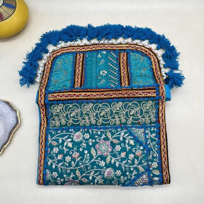 Firozi Bel Banjara Sling Bag - Flap opened out