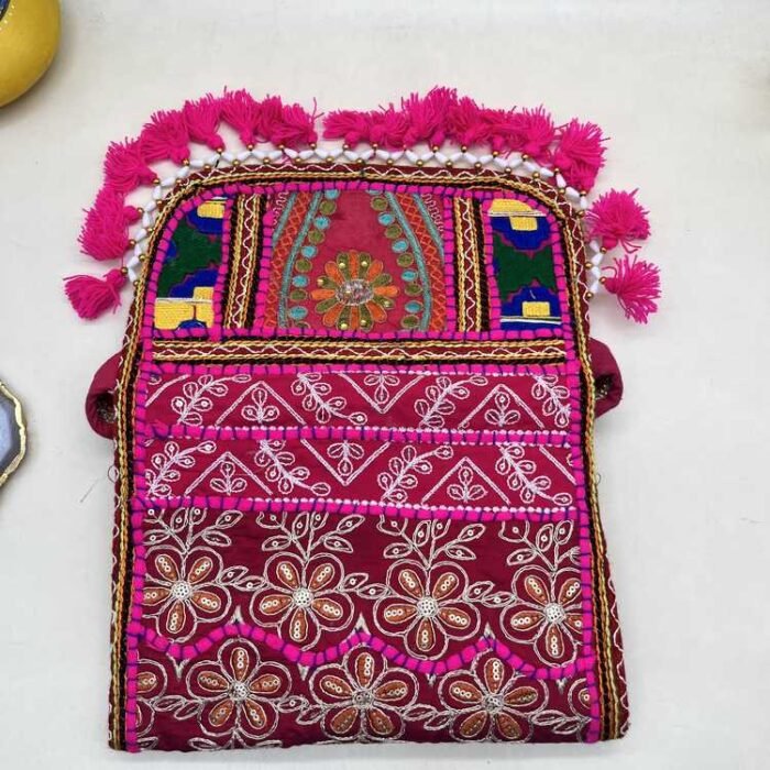 Gulmohar Glow Banjara Sling Bag - Flap opened out