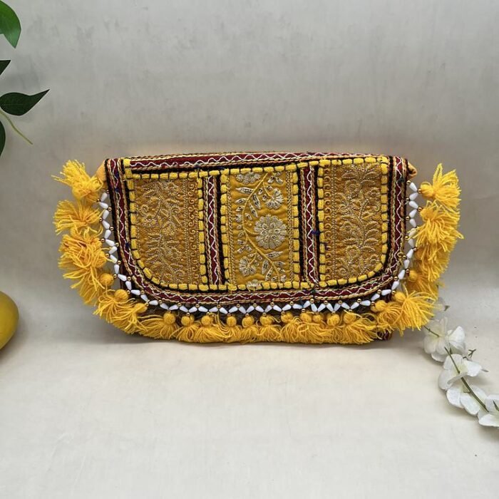 Haldi Leaf Banjara Sling Bag - Front view