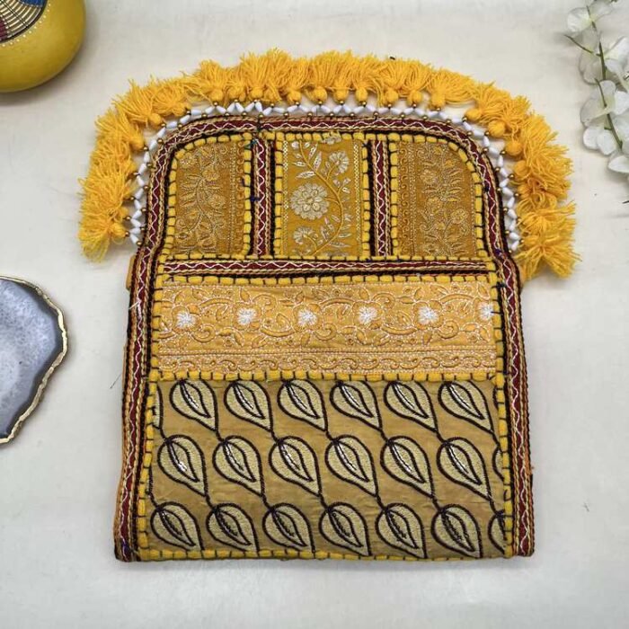 Haldi Leaf Banjara Sling Bag - Flap opened out