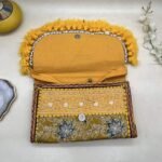 Haldi Leaf Banjara Sling Bag - Inside view with magnetic clasp