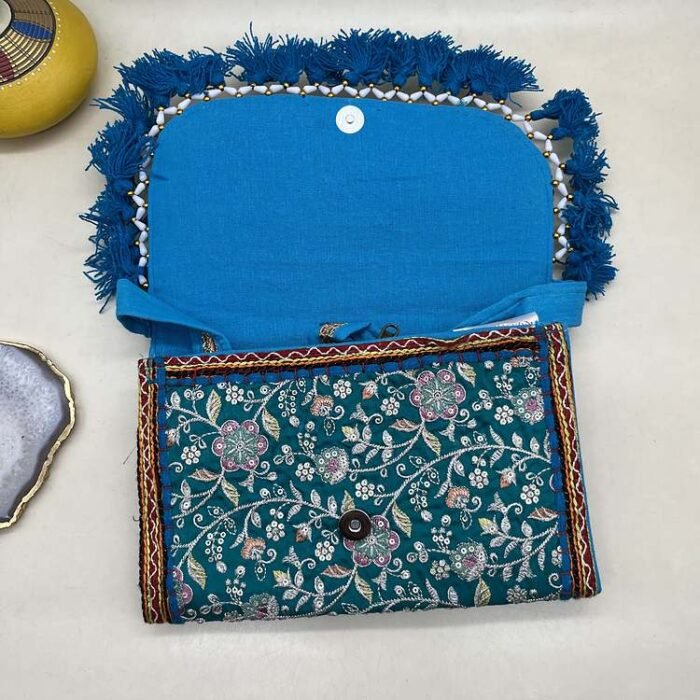 Jheel Dhara Banjara Sling Bag - Inside view with magnetic clasp
