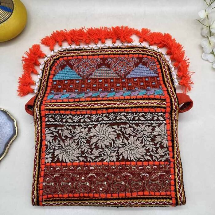 Kesariya Peaks Banjara Sling Bag - Flap opened out