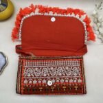 Kesariya Peaks Banjara Sling Bag - Inside view with magnetic clasp
