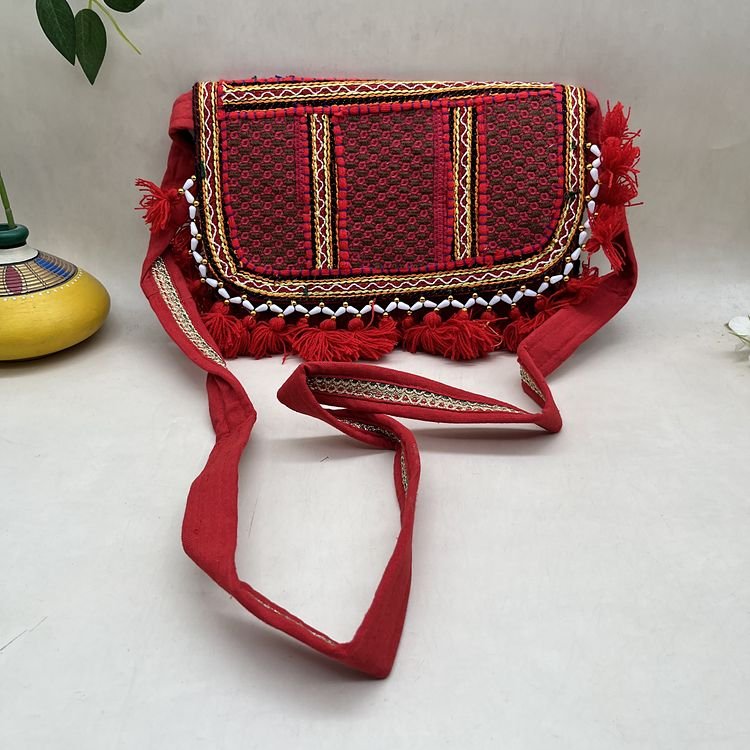 Lal Chidiya Banjara Sling Bag 1 Lal Chidiya Banjara Sling Bag - With strap