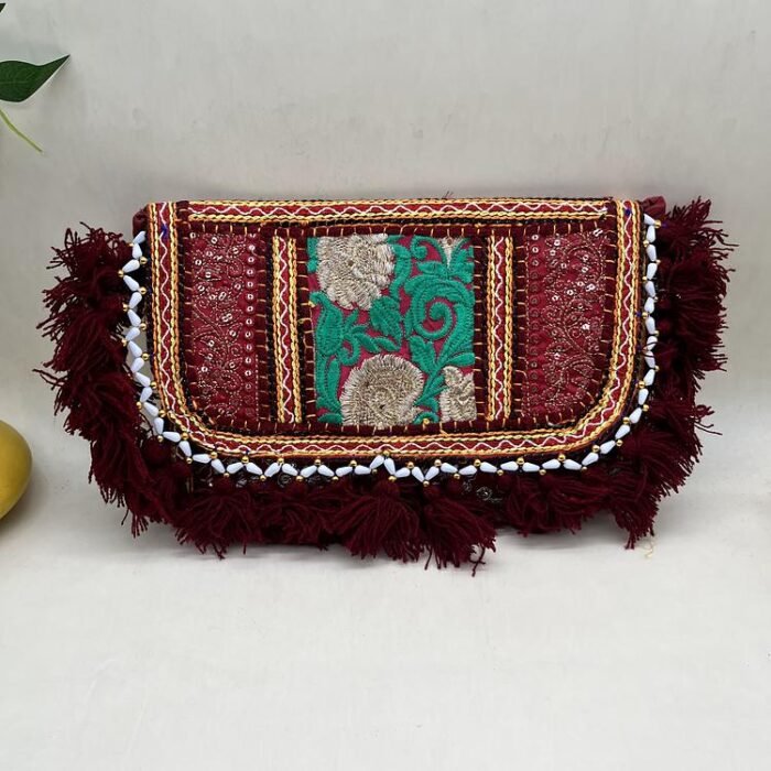 Maroon Mehfil Banjara Sling Bag - Front view