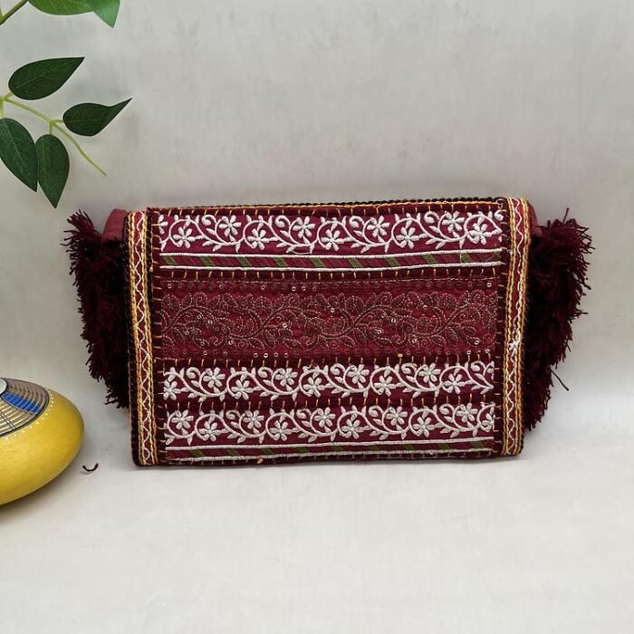 Maroon Mehfil Banjara Sling Bag - Back view