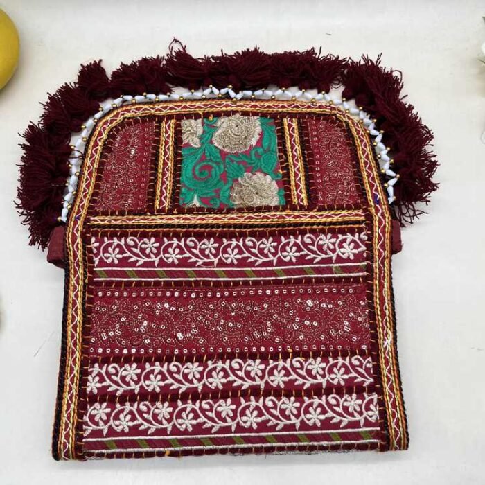 Maroon Mehfil Banjara Sling Bag - Flap opened out