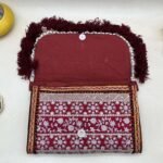 Maroon Mehfil Banjara Sling Bag - Inside view with magnetic clasp
