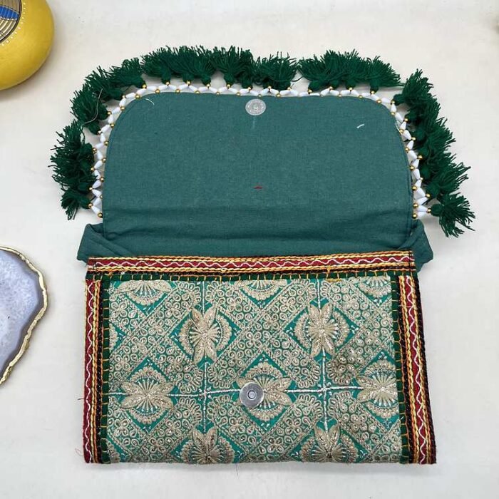 Mehndi Mela Banjara Sling Bag - Inside view with magnetic clasp