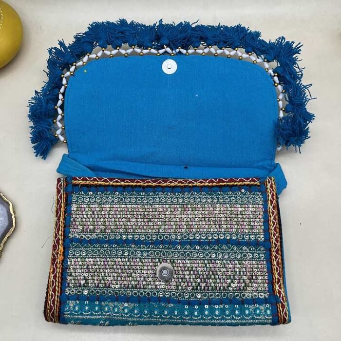 Nila Aasman Banjara Sling Bag - Inside view with magnetic clasp