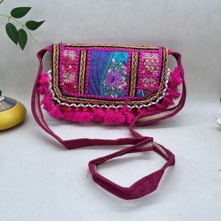Pushkar Pink Banjara Sling Bag - With strap