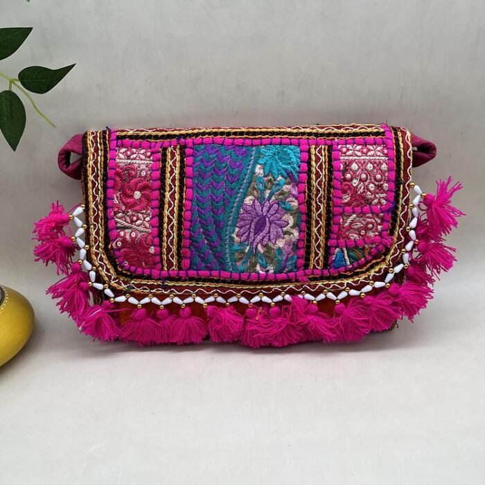 Pushkar Pink Banjara Sling Bag - Front view