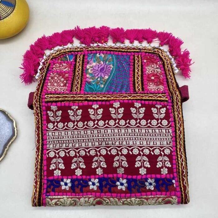 Pushkar Pink Banjara Sling Bag - Flap opened out