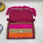Pushkar Pink Banjara Sling Bag - Inside view with magnetic clasp