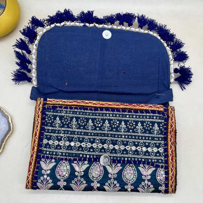 Sheesh Mahal Banjara Sling Bag - Inside view with magnetic clasp