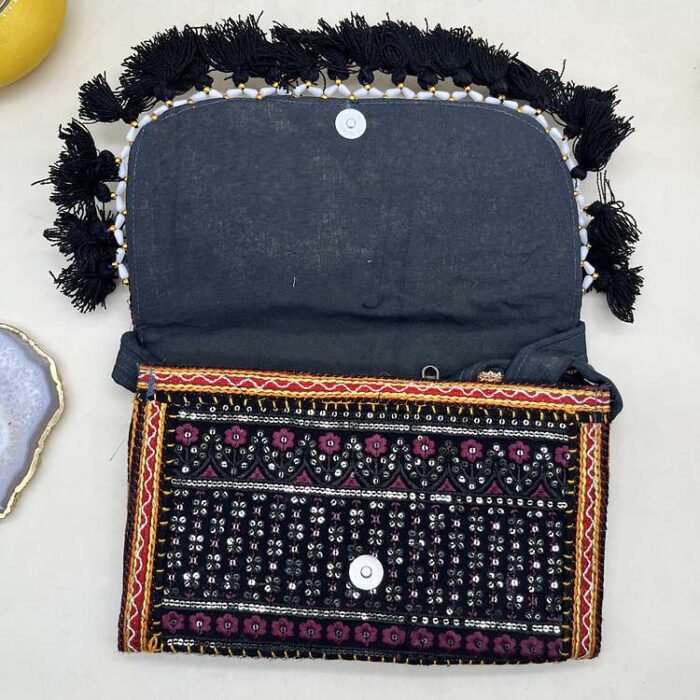 Thar Nights Banjara Sling Bag - Inside view with magnetic clasp