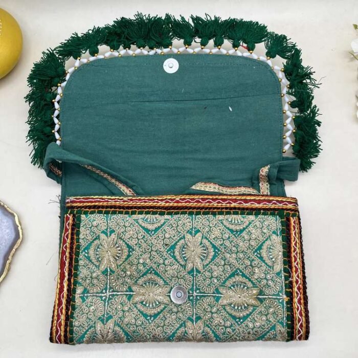 Van Phool Banjara Sling Bag - Inside view with magnetic clasp