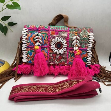 Gangaur Pink Banjara Bag - With strap